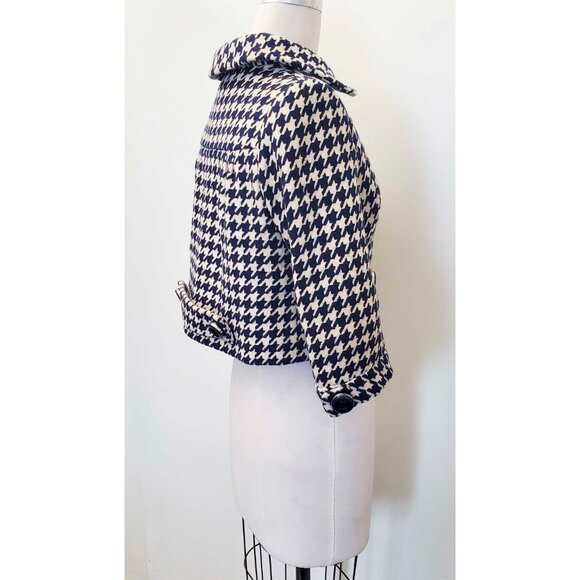 1960s VTG Sylvides Creations Paris Womens Houndstooth Wool Cropped Swing Jacket - Picture 11 of 16